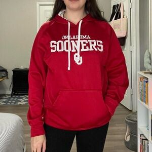 Red and white Oklahoma Sooners stitched hoodie
